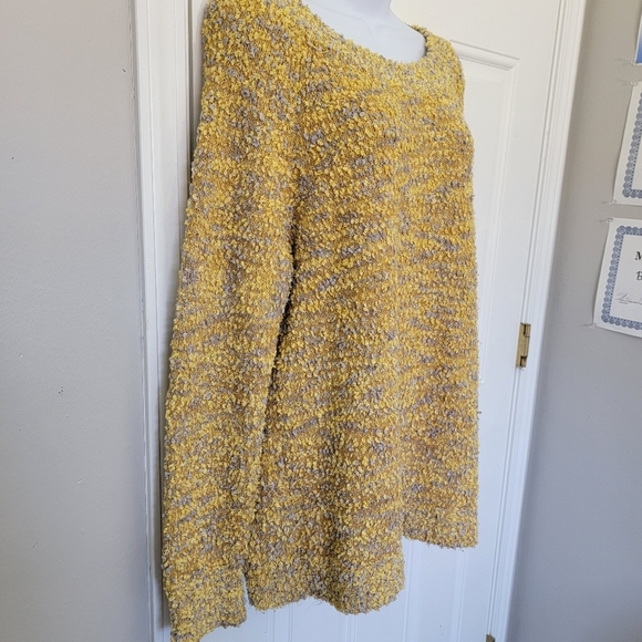Soft Surroundings Yellow Gray Marled Textured Knit Sweater Size Medium - Picture 5 of 10
